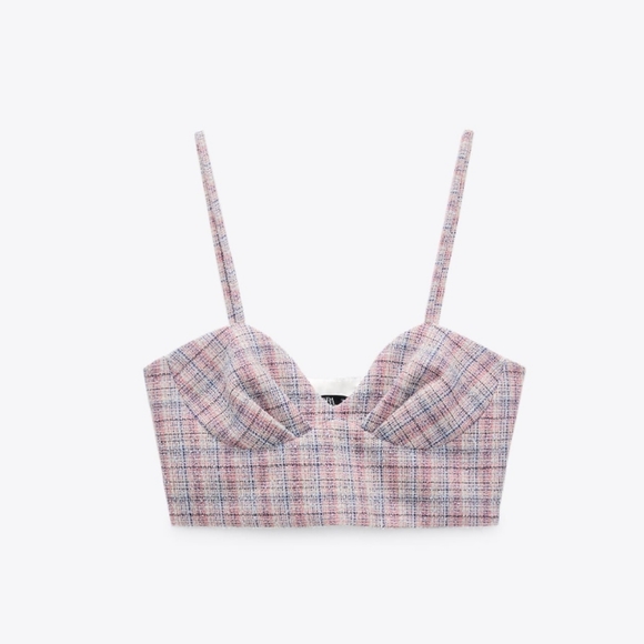 NWT Zara Checkered Crop Top, Size S - Picture 8 of 12